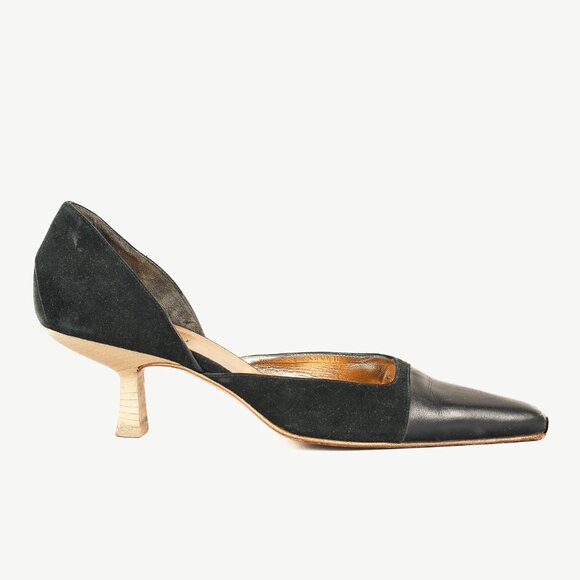 Gucci Tom Ford Era Black-Suede Pointed Toe Kitten Heels - Picture 1 of 11